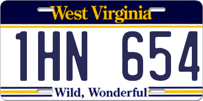 WV license plate 1HN654
