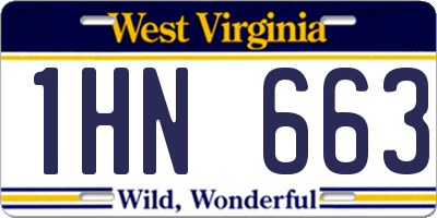 WV license plate 1HN663