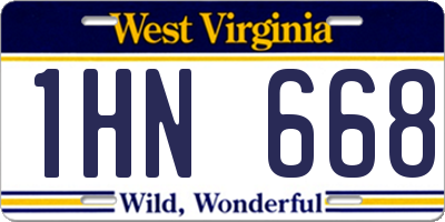 WV license plate 1HN668