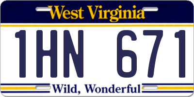 WV license plate 1HN671