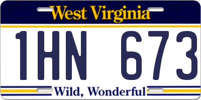WV license plate 1HN673
