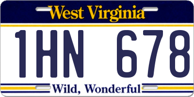 WV license plate 1HN678