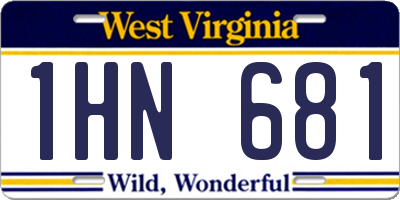 WV license plate 1HN681