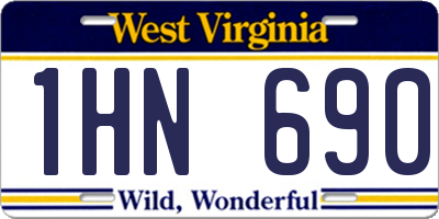 WV license plate 1HN690