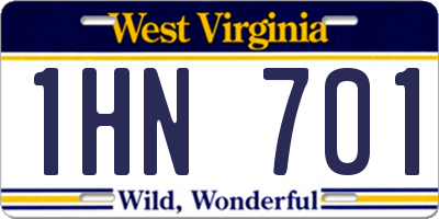 WV license plate 1HN701