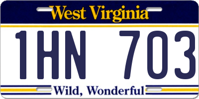 WV license plate 1HN703