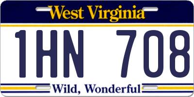 WV license plate 1HN708