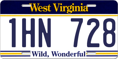 WV license plate 1HN728