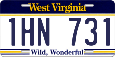 WV license plate 1HN731