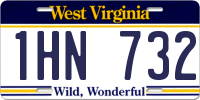 WV license plate 1HN732