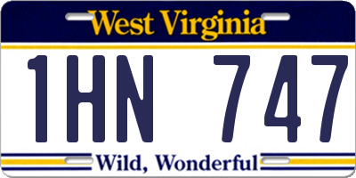 WV license plate 1HN747