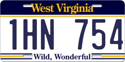 WV license plate 1HN754