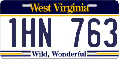 WV license plate 1HN763