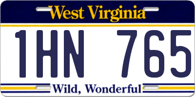 WV license plate 1HN765
