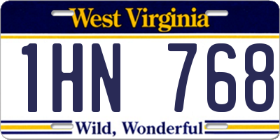 WV license plate 1HN768