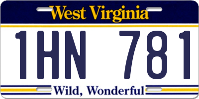 WV license plate 1HN781