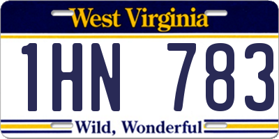 WV license plate 1HN783