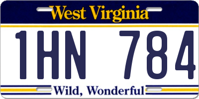 WV license plate 1HN784