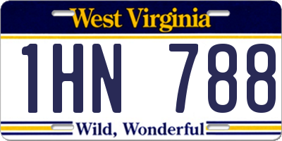 WV license plate 1HN788