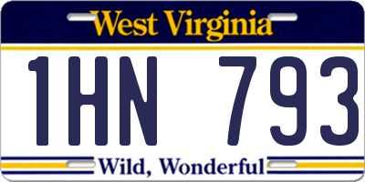 WV license plate 1HN793