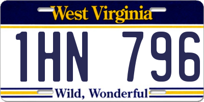 WV license plate 1HN796
