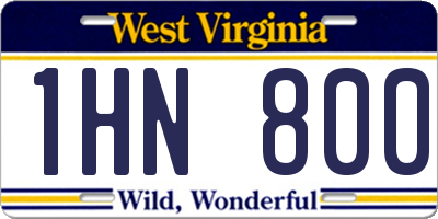 WV license plate 1HN800