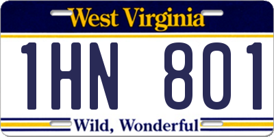 WV license plate 1HN801