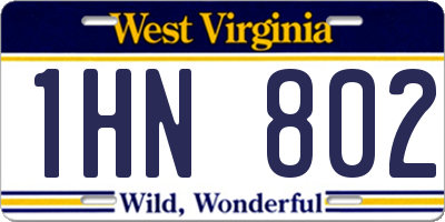 WV license plate 1HN802