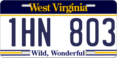 WV license plate 1HN803