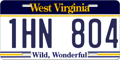 WV license plate 1HN804