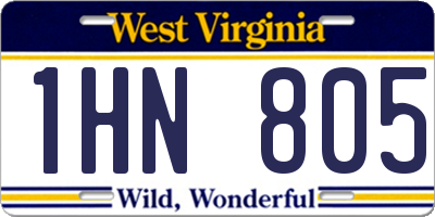 WV license plate 1HN805