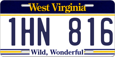 WV license plate 1HN816