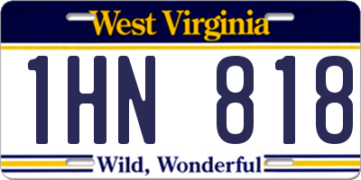 WV license plate 1HN818