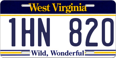WV license plate 1HN820