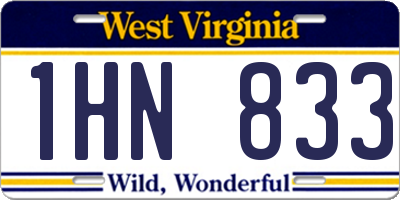 WV license plate 1HN833