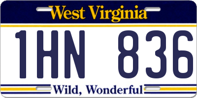 WV license plate 1HN836