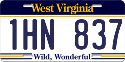 WV license plate 1HN837