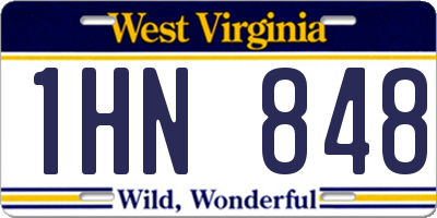 WV license plate 1HN848