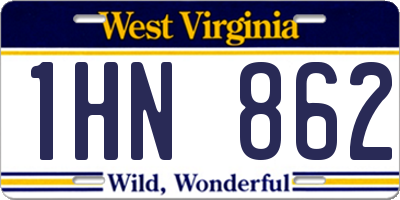 WV license plate 1HN862