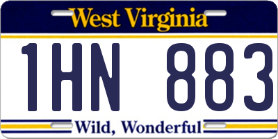 WV license plate 1HN883
