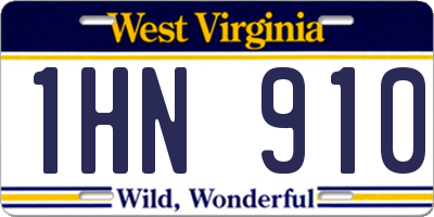 WV license plate 1HN910