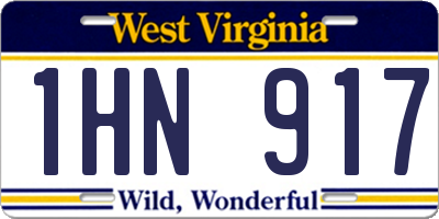 WV license plate 1HN917