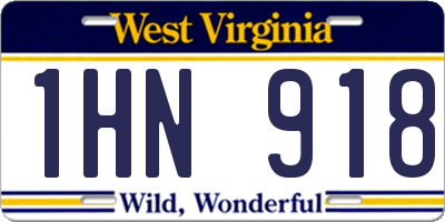 WV license plate 1HN918