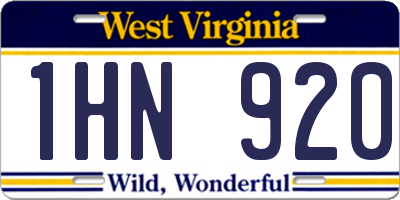 WV license plate 1HN920