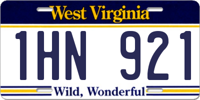WV license plate 1HN921