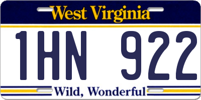 WV license plate 1HN922