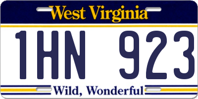 WV license plate 1HN923