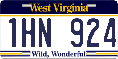 WV license plate 1HN924