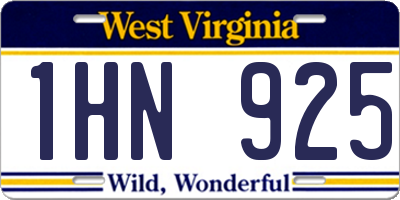 WV license plate 1HN925