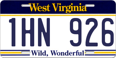WV license plate 1HN926